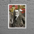 Quadro Decorativo Freud Com Flores 24x18cm - com vidro Quadro Decorativo Freud Com Flores 24x18cm - com vidro