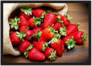 Quadro Decorativo Frutas Morango Cozinhas Gourmet Decorações Com Moldura G06