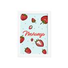 Quadro Decorativo Frutas Morangos Moldura Branca 22x32cm