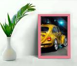 Quadro Decorativo Fusca Dourado Sala Escritório + Vidro A4