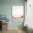 Quadro Decorativo Gaivotas Da Praia-70x50cm Cor:Moldura Branca