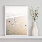 Quadro Decorativo Gaivotas Voando Na Praia 33x24cm