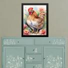 Quadro Decorativo Galinha - Aquarela 45x34cm - com vidro