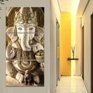 Quadro Decorativo Ganesha 60x120 Budismo Deus Hindu Estátua