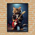 Quadro Decorativo Gatinho Roqueiro Guitarra - 70x50cm Quadro Decorativo Gatinho Roqueiro Guitarra - 70x50cm