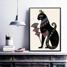 Quadro Decorativo Gato Bastet Com Flor De Lotus 33x24cm - com vidro