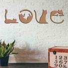 Quadro Decorativo Gato Love Vazado MDF 3mm