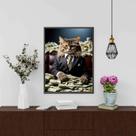 Quadro Decorativo Gato Rico 33x24cm - com vidro