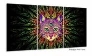 Quadro Decorativo Gato Trance Psicodélico 120x60 Sala Quarto