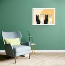 Quadro Decorativo Gatos Fundo Pastel - 50x70cm