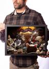 Quadro Decorativo Gatos Jogando Poker Cartas Moldura 42x29cm
