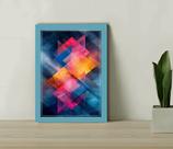 Quadro Decorativo Geo Vibrante + Vidro 33x25 Escritório Sala