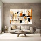 Quadro Decorativo Geometria Terrosa Moderno Sala Luxo Tecido Canvas Quadro Decorativo Geometria Terrosa Moderno Sala Luxo Tecido Canvas