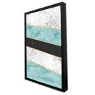 Quadro Decorativo Geométrico Branco e Azul em Moldura Caixa