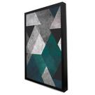 Quadro Decorativo Geométrico Cinza, Azul e Preto em Moldura Caixa