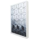Quadro Decorativo Geométrico Cubos Azul em Moldura Caixa