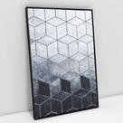 Quadro Decorativo Geométrico Cubos Azul em tela Canvas