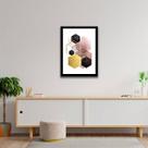 Quadro Decorativo Geométrico Hexágonos Preto e Dourado 45x34cm Quadro Decorativo Geométrico Hexágonos Preto e Dourado 45x34cm
