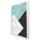 Quadro Decorativo Geométrico Mármore Azul, Branco e Preto em Moldura Caixa