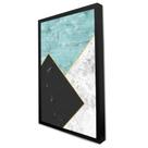 Quadro Decorativo Geométrico Mármore Azul, Preto e Branco em Moldura Caixa