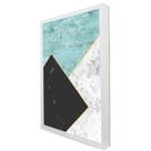 Quadro Decorativo Geométrico Mármore Azul, Preto e Branco em Moldura Caixa