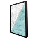 Quadro Decorativo Geométrico Mármore Branco e Azul em Moldura Caixa
