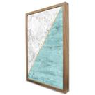 Quadro Decorativo Geométrico Mármore Branco e Azul em Moldura Caixa