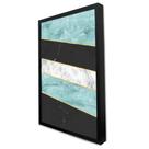 Quadro Decorativo Geométrico Mármore Preto, Azul e Branco em Moldura Caixa