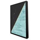 Quadro Decorativo Geométrico Mármore Preto e Azul em Moldura Caixa