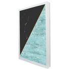 Quadro Decorativo Geométrico Mármore Preto e Azul em Moldura Caixa