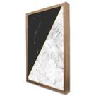Quadro Decorativo Geométrico Mármore Preto e Branco em Moldura Caixa