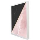 Quadro Decorativo Geométrico Mármore Preto e Rosa em Moldura Caixa