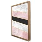 Quadro Decorativo Geométrico Mármore Rosa, Branco e Preto em Moldura Caixa