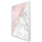 Quadro Decorativo Geométrico Mármore Rosa e Branco em Moldura Caixa