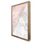 Quadro Decorativo Geométrico Mármore Rosa e Branco em Moldura Caixa