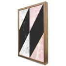 Quadro Decorativo Geométrico Mármore Rosa Moderno em Moldura Caixa