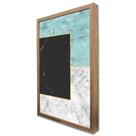 Quadro Decorativo Geométrico Mármore Tons de Azul, Branco e Preto em Moldura Caixa