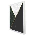 Quadro Decorativo Geométrico Mármore Verde, Preto e Branco em Moldura Caixa