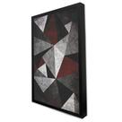 Quadro Decorativo Geométrico Vermelho, Cinza e Preto em Moldura Caixa