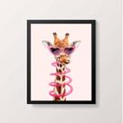 Quadro Decorativo Girafa Com Óculos 24x18cm - com vidro Quadro Decorativo Girafa Com Óculos 24x18cm - com vidro