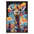 Quadro Decorativo Girafa Cores Moldura Cx Alta 40x60 Quadro Decorativo Girafa Cores Moldura Cx Alta 40x60