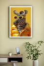 Quadro Decorativo Girafa Fashion Óculos Amarelo - 70x50cm