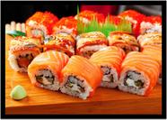 Quadro Decorativo Gourmet Sushi Bar Delivery Restaurantes Comércio Com Moldura RC56