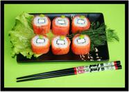 Quadro Decorativo Gourmet Sushi Bar Delivery Restaurantes Comércio Com Moldura RC65