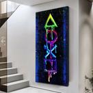 Quadro decorativo Grafite colorido arte playstation gamer jogo para sala quarto