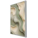 Quadro Decorativo Grande Moderno 80x120 cm Com Moldura Abstrato Dunas Verde e Bege