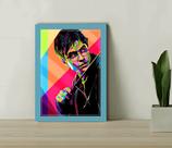 Quadro Decorativo Harry Pop Art + Vidro 33x25 Sala Estudio