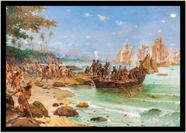 Quadro Decorativo História Descobrimento Do Brasil Vintage Salas Quartos Com Moldura RC001