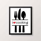 Quadro Decorativo I Love Cooking 45x34cm - com vidro