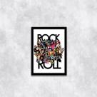 Quadro Decorativo Ícones do Rock 33x24cm - com vidro